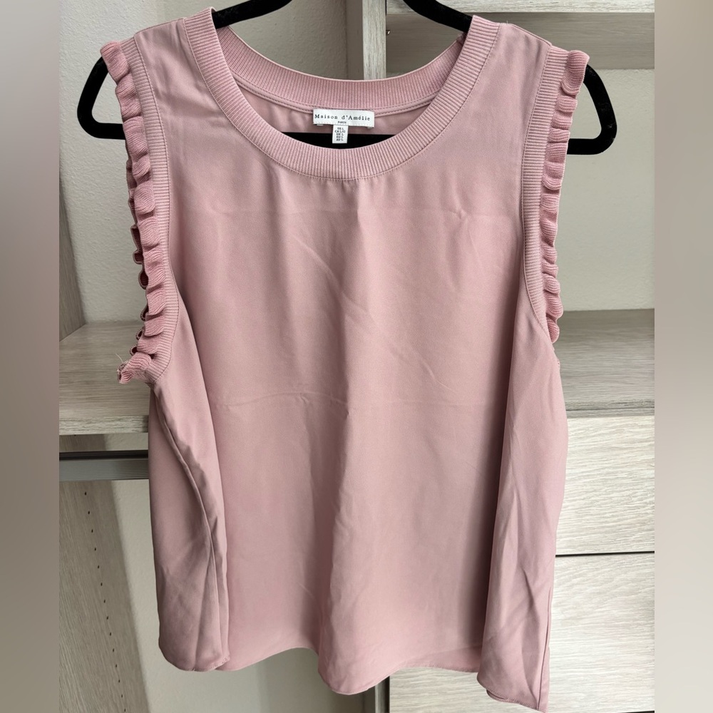 Pink Ruffle Sleeve Blouse